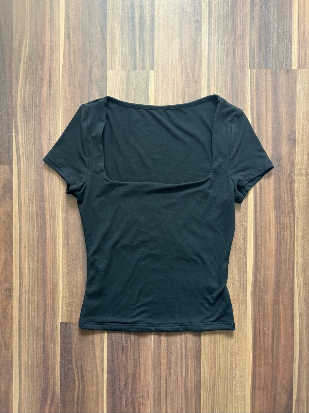 Black Square-Neck Short Sleeve Tee